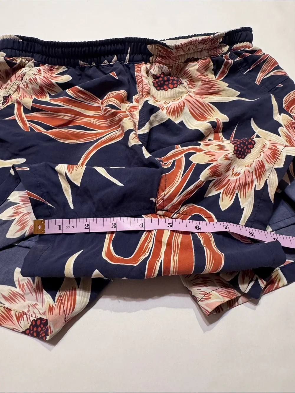 PATAGONIA US Women’s XS Navy Floral Print Woven Baggies™ Shorts 5” Pockets EUC